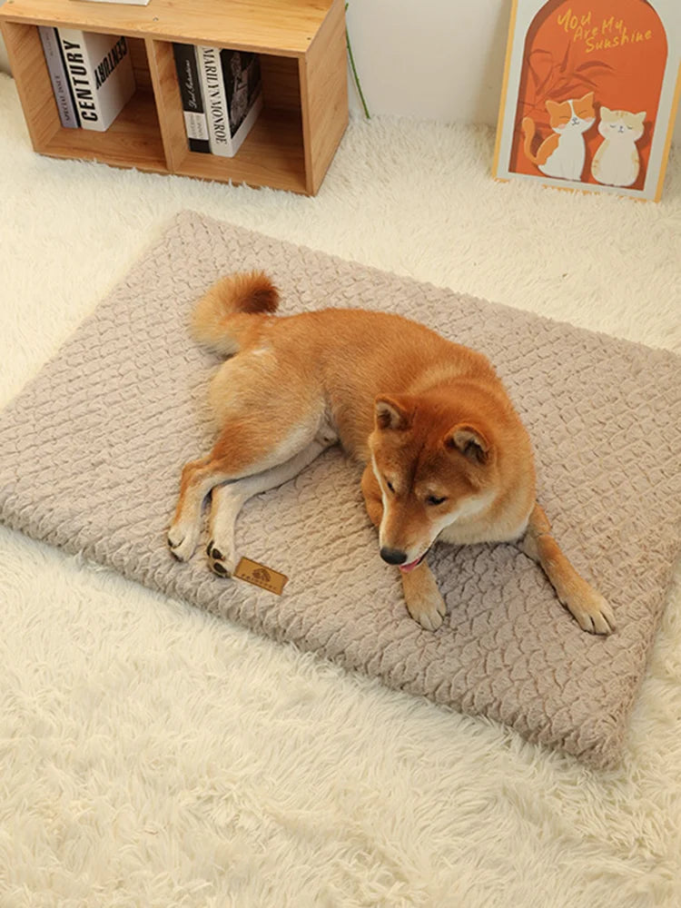 3D Foam Pet Bed With Removable Washable Faux Fur Cover Orthopedic Waterproof Dog Bed For Crate Anti-Slip Bottom Dog Bed