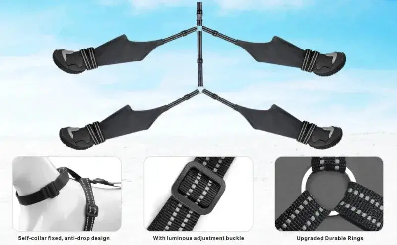 Anti-Slip Tall Dog Waterproof Boots with Suspenders for Winter Snow Rain & Hiking