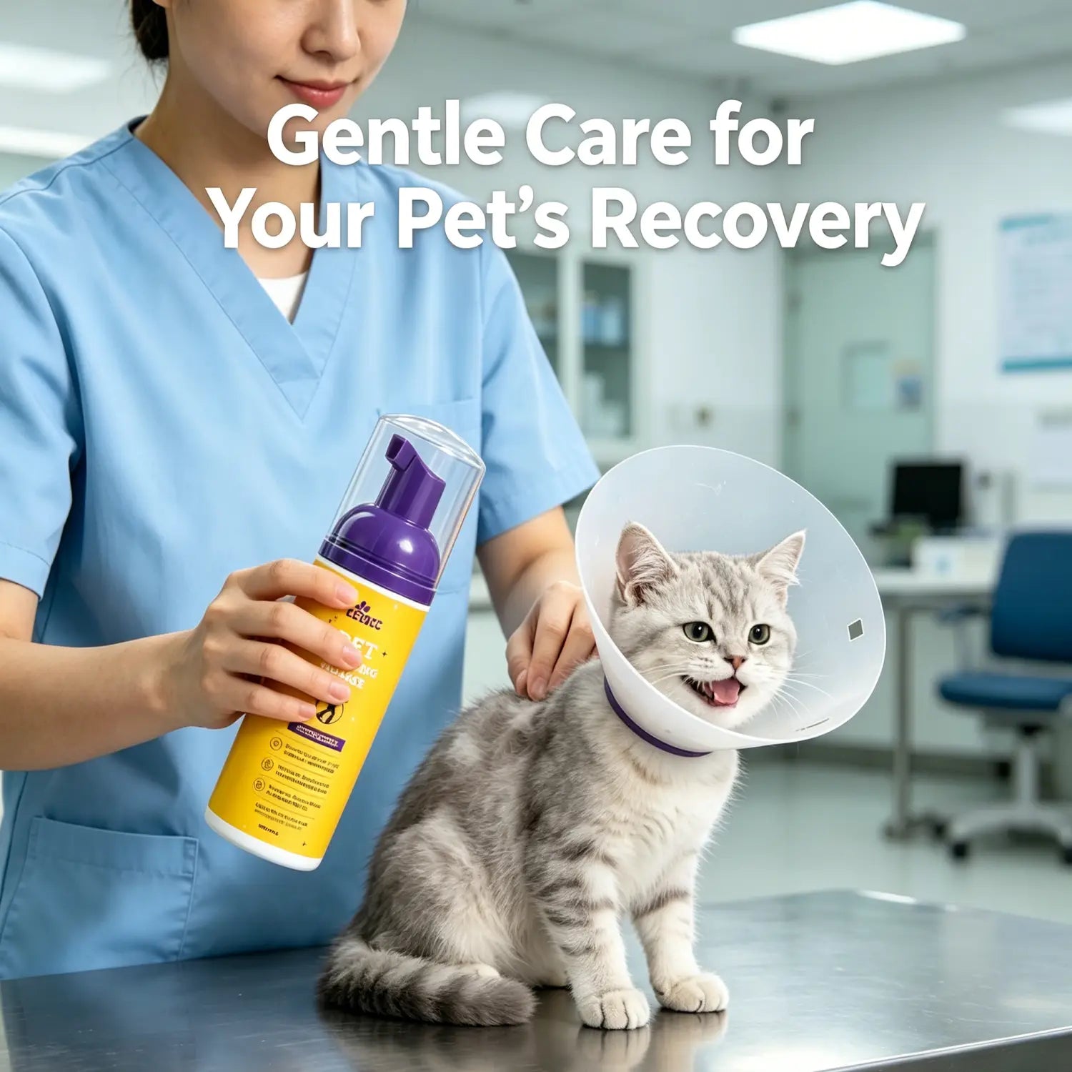 Waterless Pet Dry Shampoo Foam Mousse - No Rinse Cleansing Grooming Solution Gentle Clean Refreshing Hair Wash for Cats