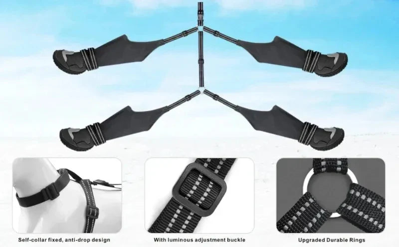 Anti-Slip Tall Dog Waterproof Boots with Suspenders for Winter Snow Rain & Hiking