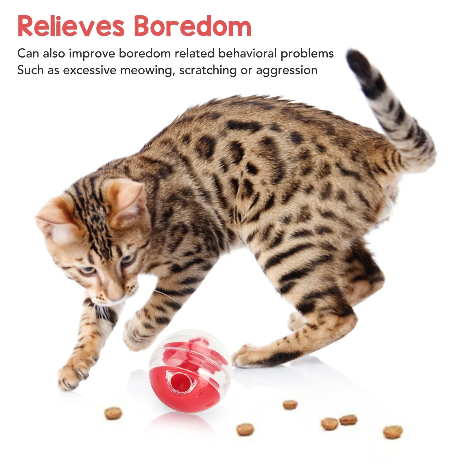 Cat Treat Dispensing Puzzle Cat Treat Dispensing Bite Resistant Interactive Pet Slow Feeder Puzzle for Kitten - Red