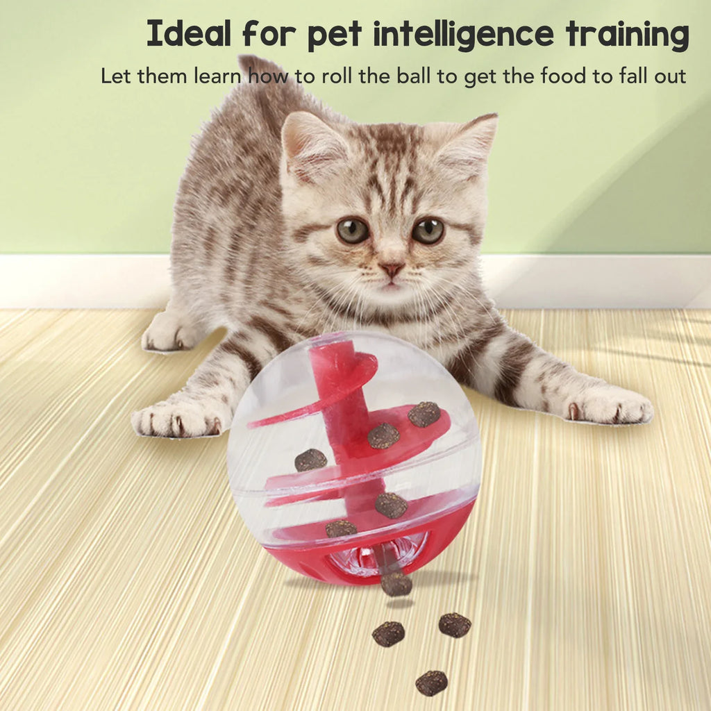 Cat Treat Dispensing Puzzle Cat Treat Dispensing Bite Resistant Interactive Pet Slow Feeder Puzzle for Kitten - Red