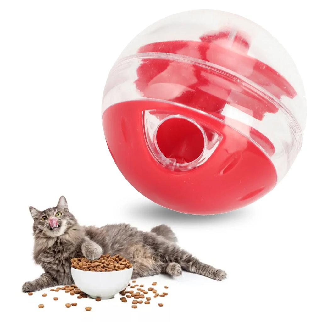 Cat Treat Dispensing Puzzle Cat Treat Dispensing Bite Resistant Interactive Pet Slow Feeder Puzzle for Kitten - Red