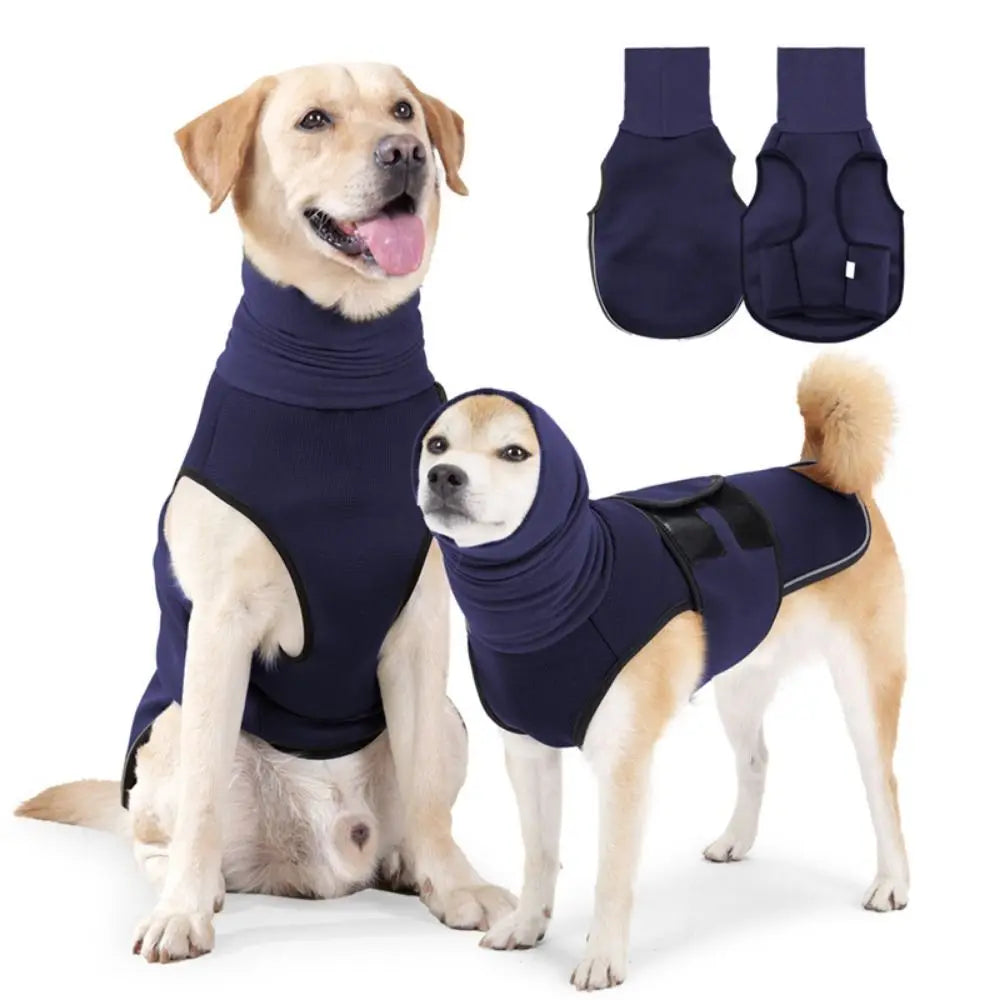 Dog Calming Wrap Elastic Dog Anxiety Vest Reflective Warm Dogs Calming Jacket Windproof with Hoodie Dog Rainy Vest