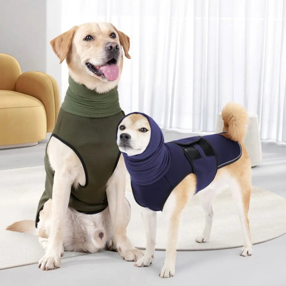 Dog Calming Wrap Elastic Dog Anxiety Vest Reflective Warm Dogs Calming Jacket Windproof with Hoodie Dog Rainy Vest