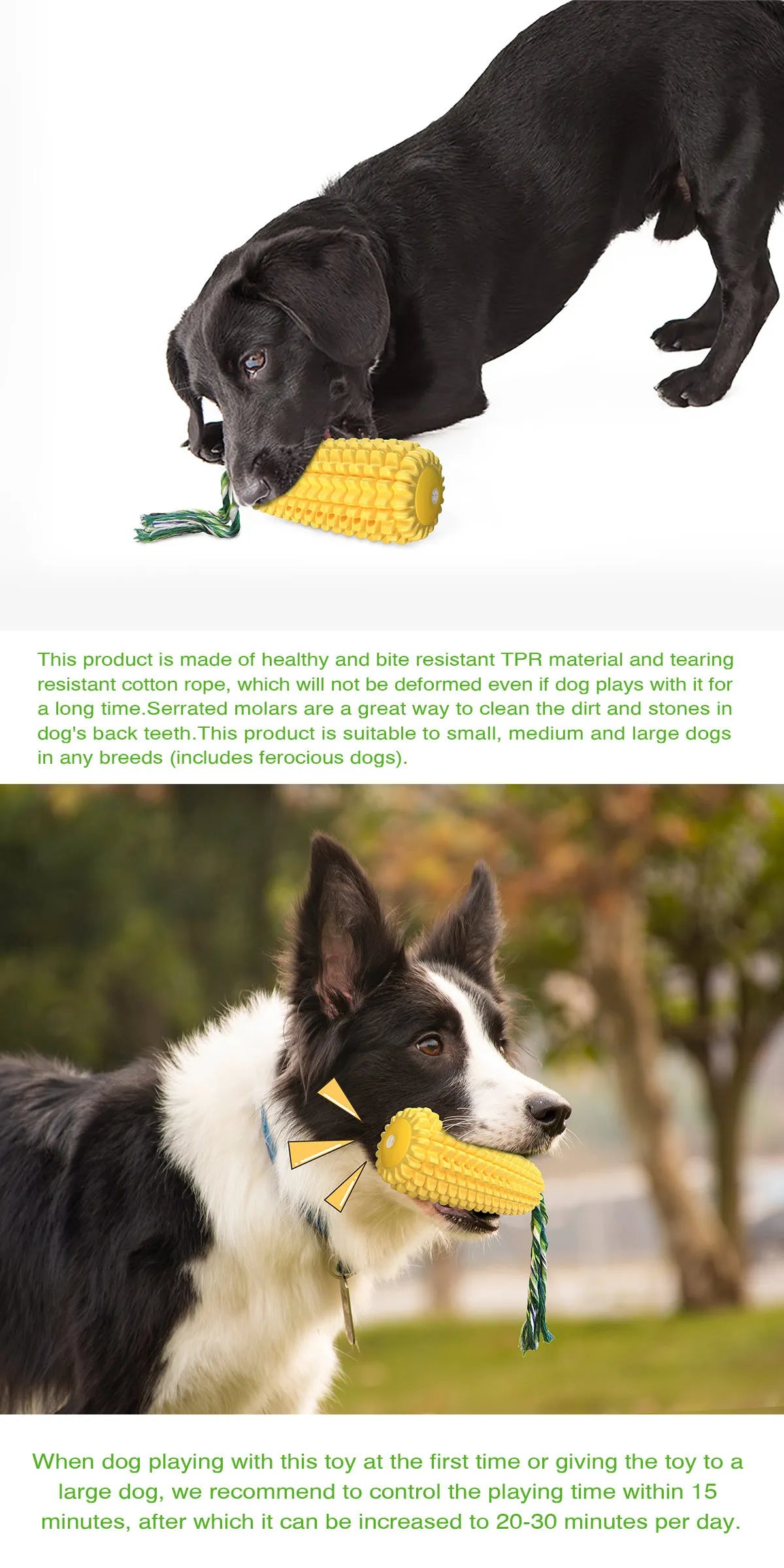 Dog Chew Toys for Aggressive Chewers Tough Durable Squeaky Interactive Dog Toys Puppy Teeth Chew Corn Stick Toy