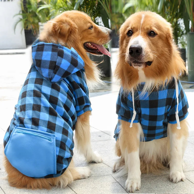 Fleece Pet Winter Jacket Vest for Small Medium & Large Dogs - Blue Plaid / S(2-3kg)