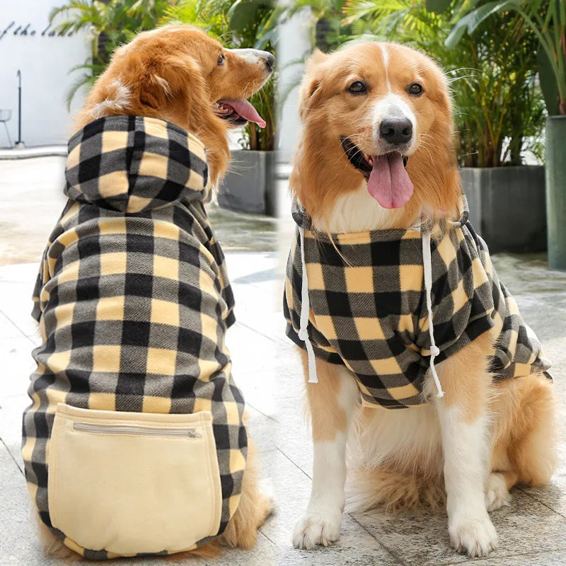 Fleece Pet Winter Jacket Vest for Small Medium & Large Dogs - Gray Plaid / XS(0.5-2kg)