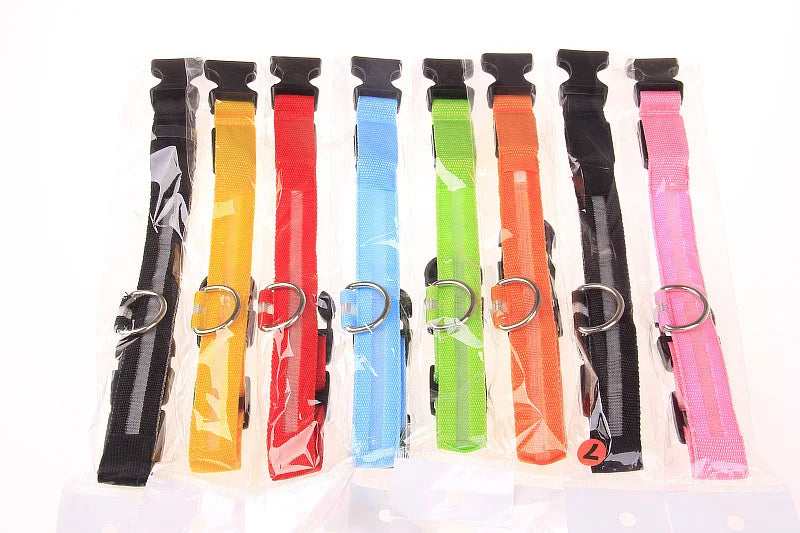 LED Glow Dog Leash with Luminous Collar – Night Safety Flashing Nylon Lead for Dogs