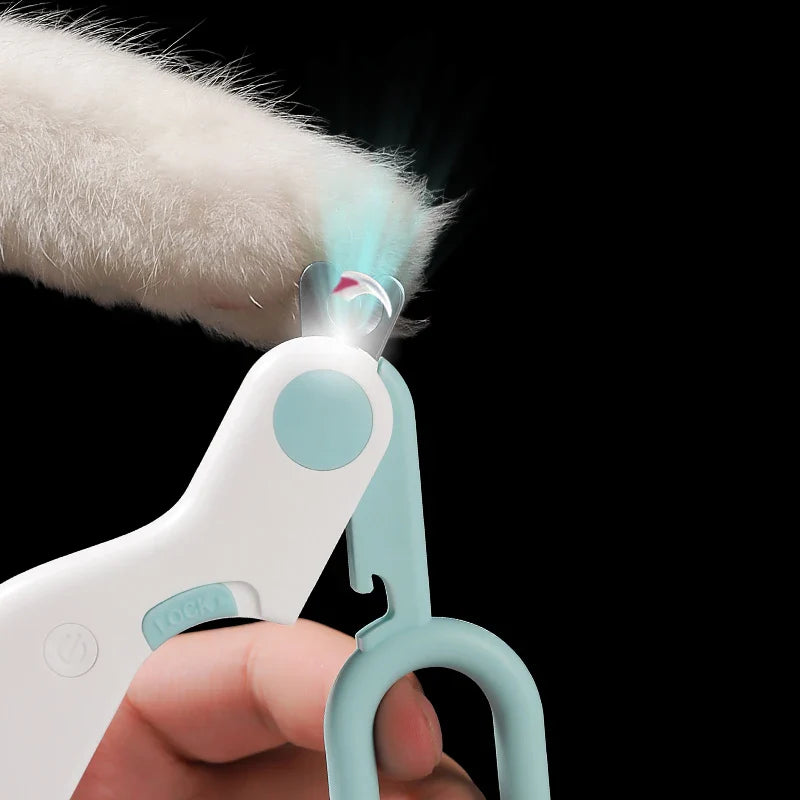 LED Light Pet Nail Clipper with Safety Lock for Dogs & Cats