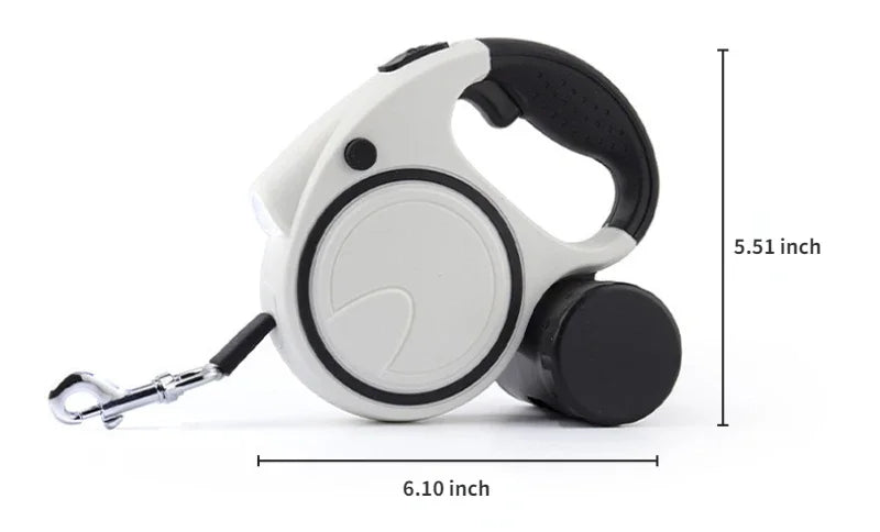 Retractable Dog Leash with LED Poop Bag Dispenser 16 FT Reflective Leash Dog Walking Puppy Durable Tractor