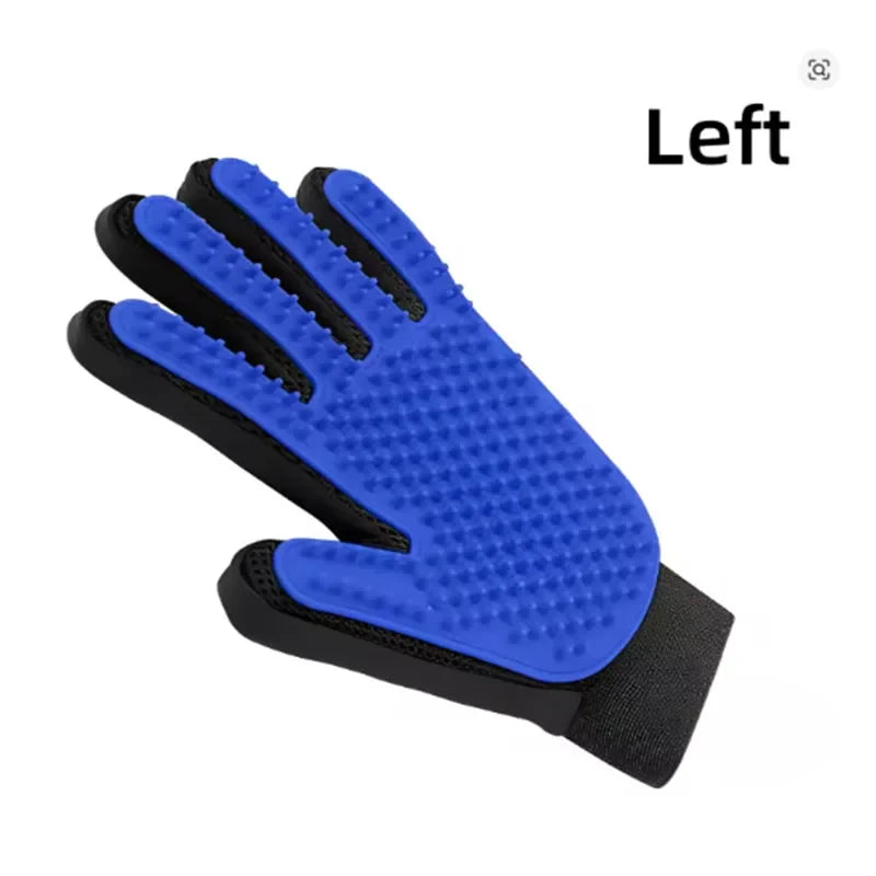 Silicone Deshedding & Massage Brush Mitt | Hair Remover Tool - blue left