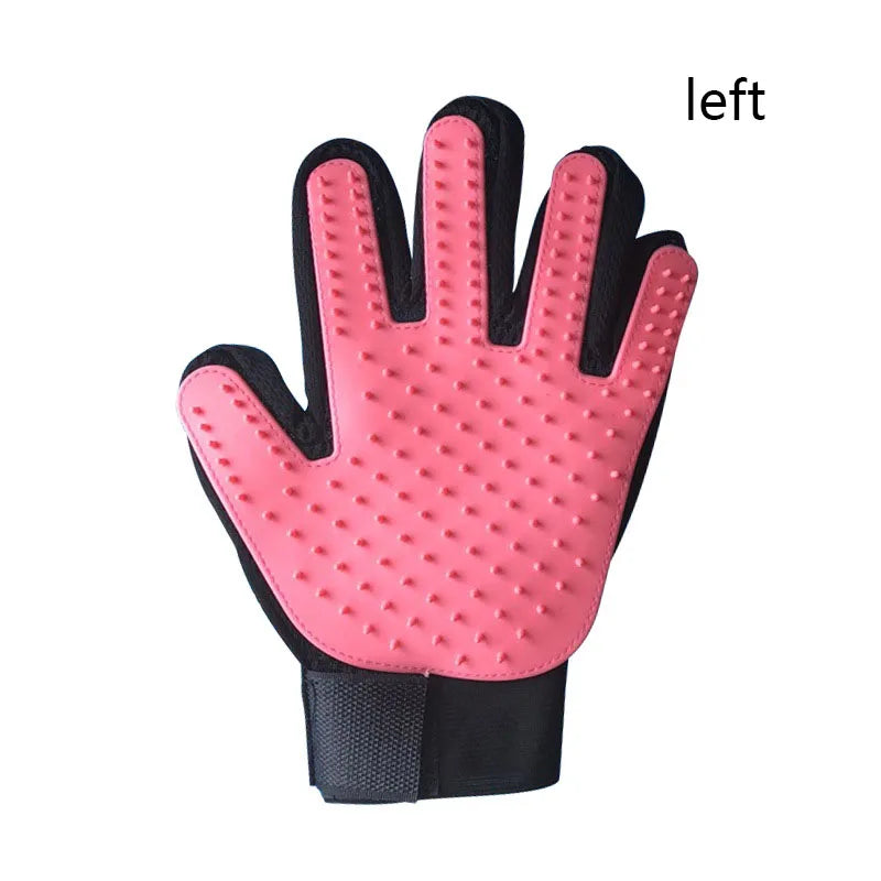 Silicone Deshedding & Massage Brush Mitt | Hair Remover Tool - pink left