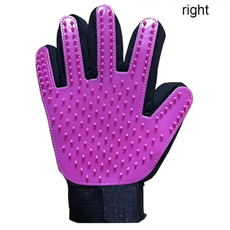Silicone Deshedding & Massage Brush Mitt | Hair Remover Tool - purple right