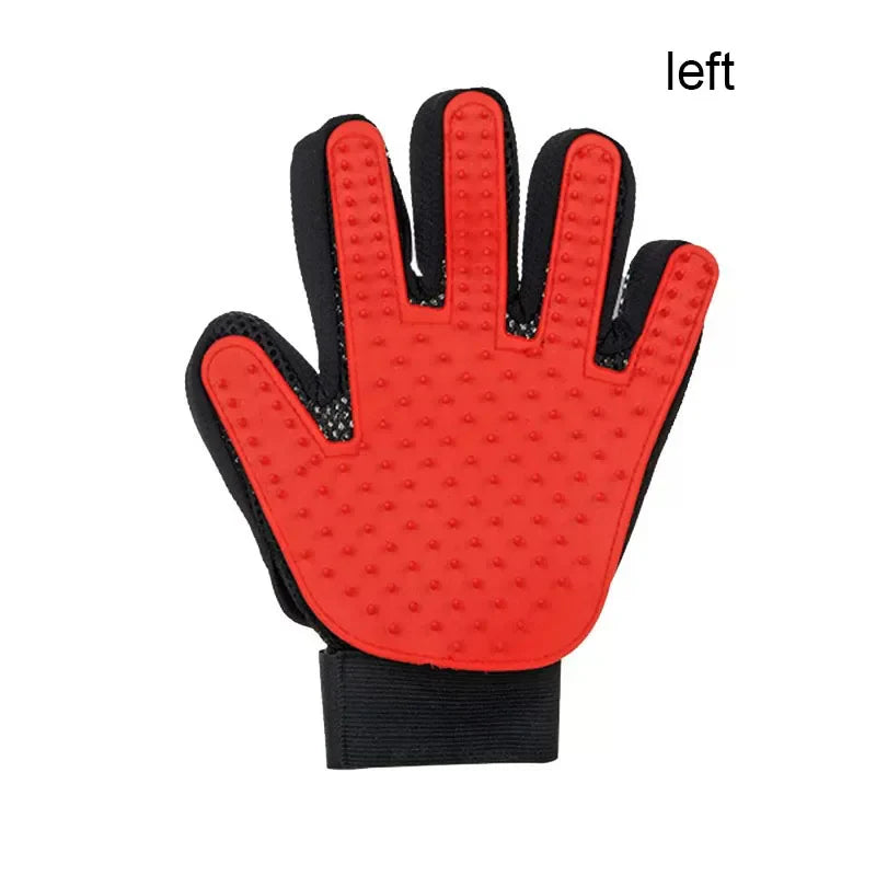 Silicone Deshedding & Massage Brush Mitt | Hair Remover Tool - red left