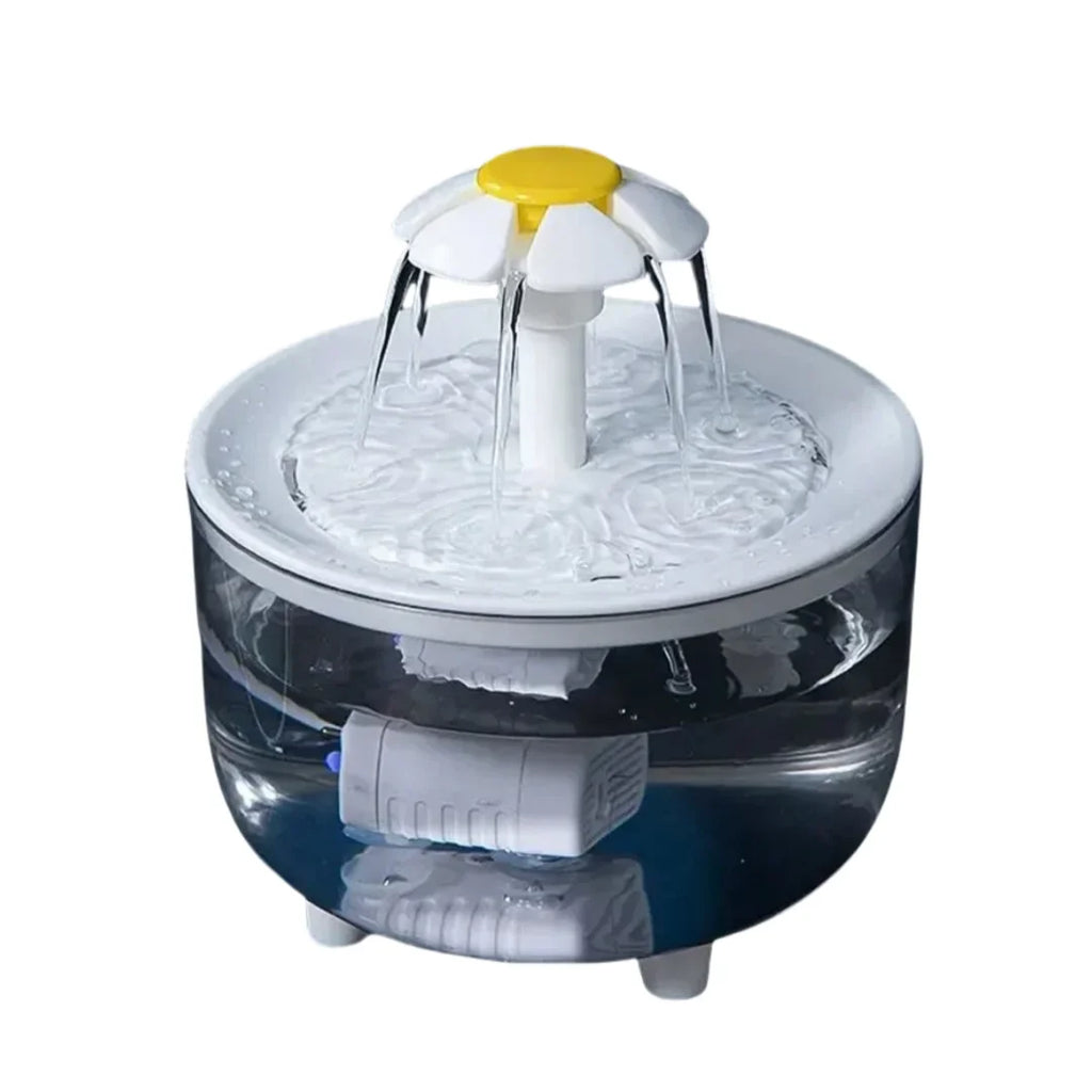 USB Electric Pet Water Fountain - Silent Automatic Cat Water Dispenser with Filter - WHITE / 1.2L