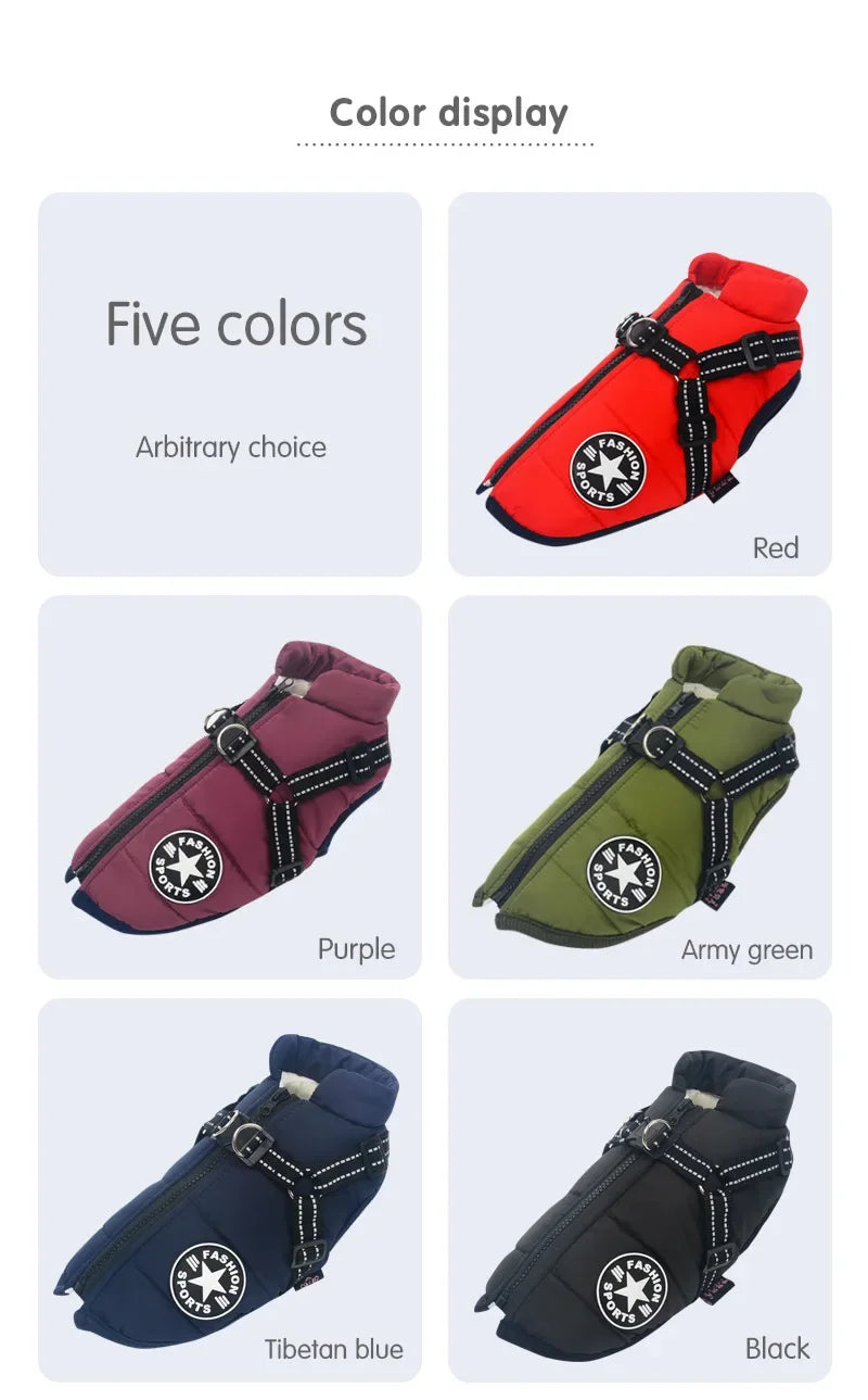 Warm Waterproof Winter Coat for Small Medium & Large Dogs