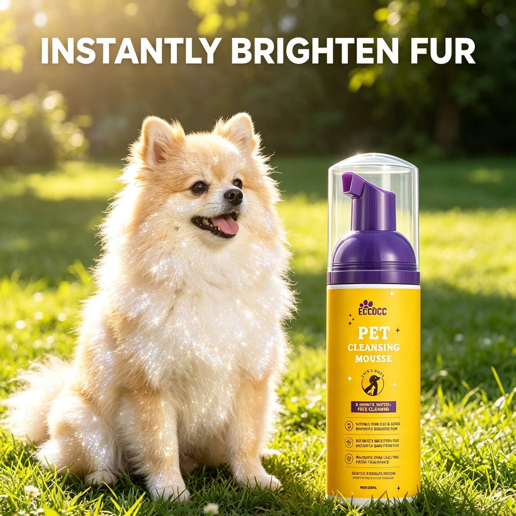 Waterless Pet Dry Shampoo Foam Mousse - No Rinse Cleansing Grooming Solution Gentle Clean Refreshing Hair Wash for Cats